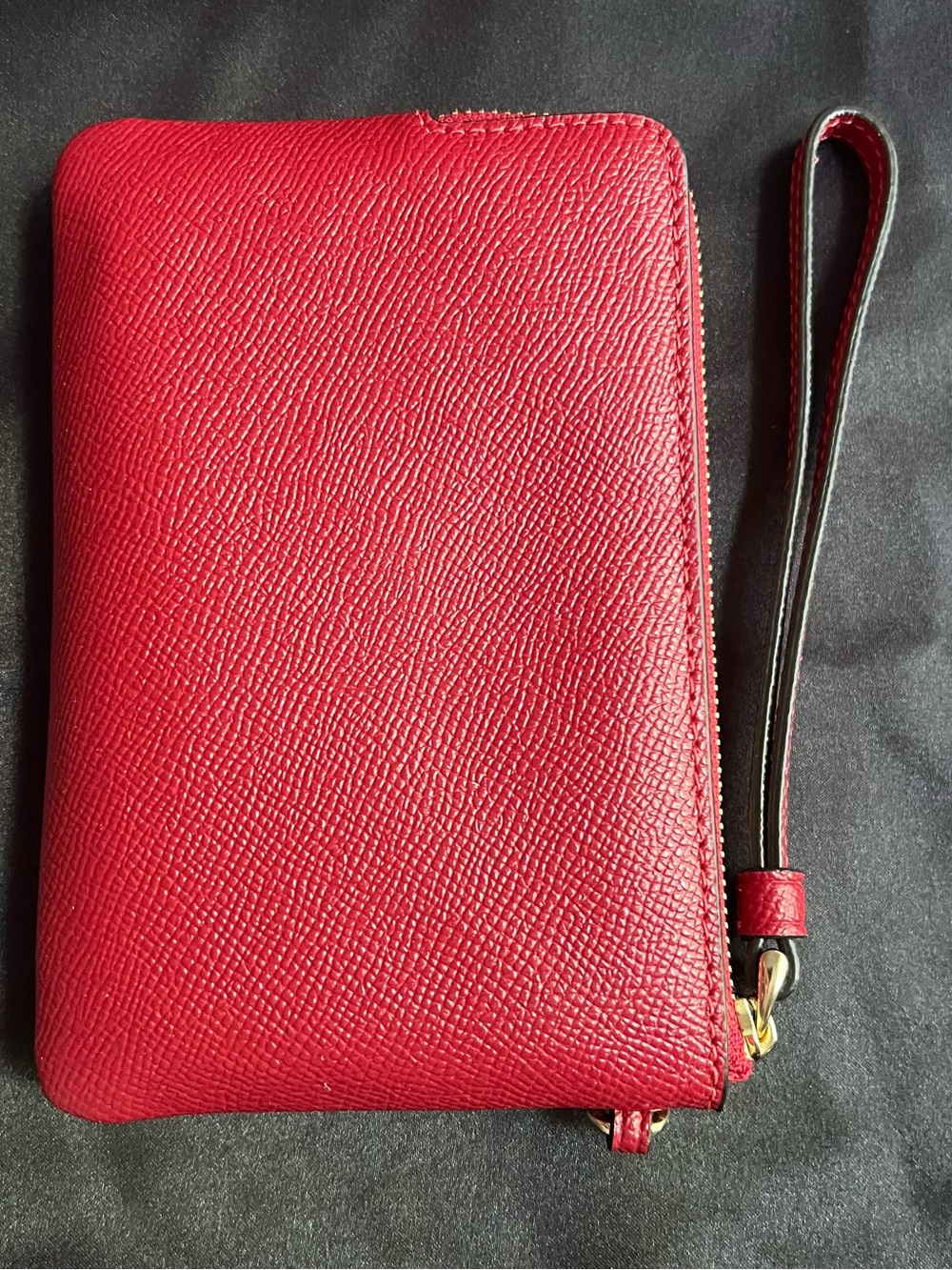 Coach Red Leather Wristlet Pouch with Gold Logo - Picture 2 of 4